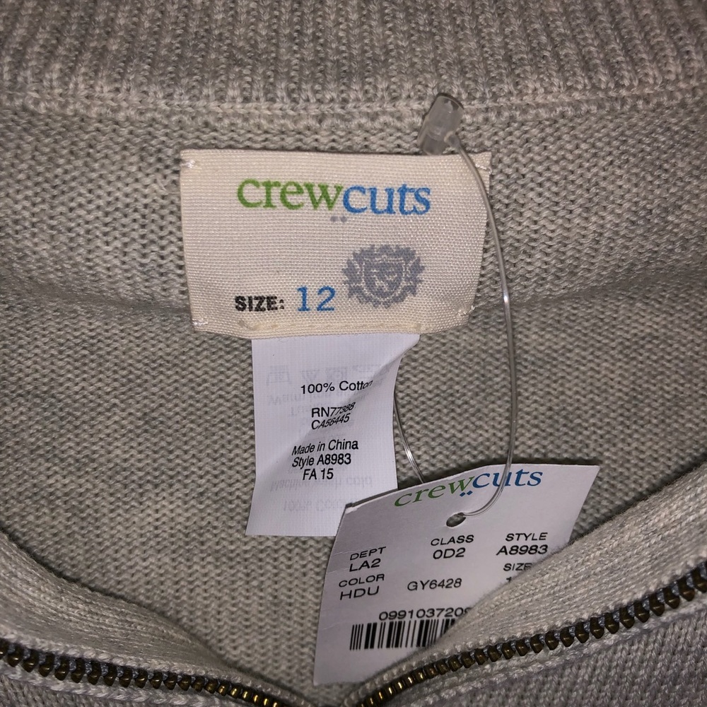 Crewcuts Boys Half-Zip Cotton Popover Grey  Size 12